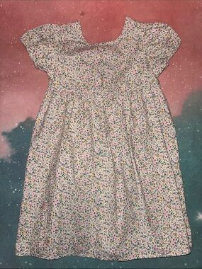 Girls' Floral White ditsy Cotton Dress - Cute Short Sleeve open back 4 t